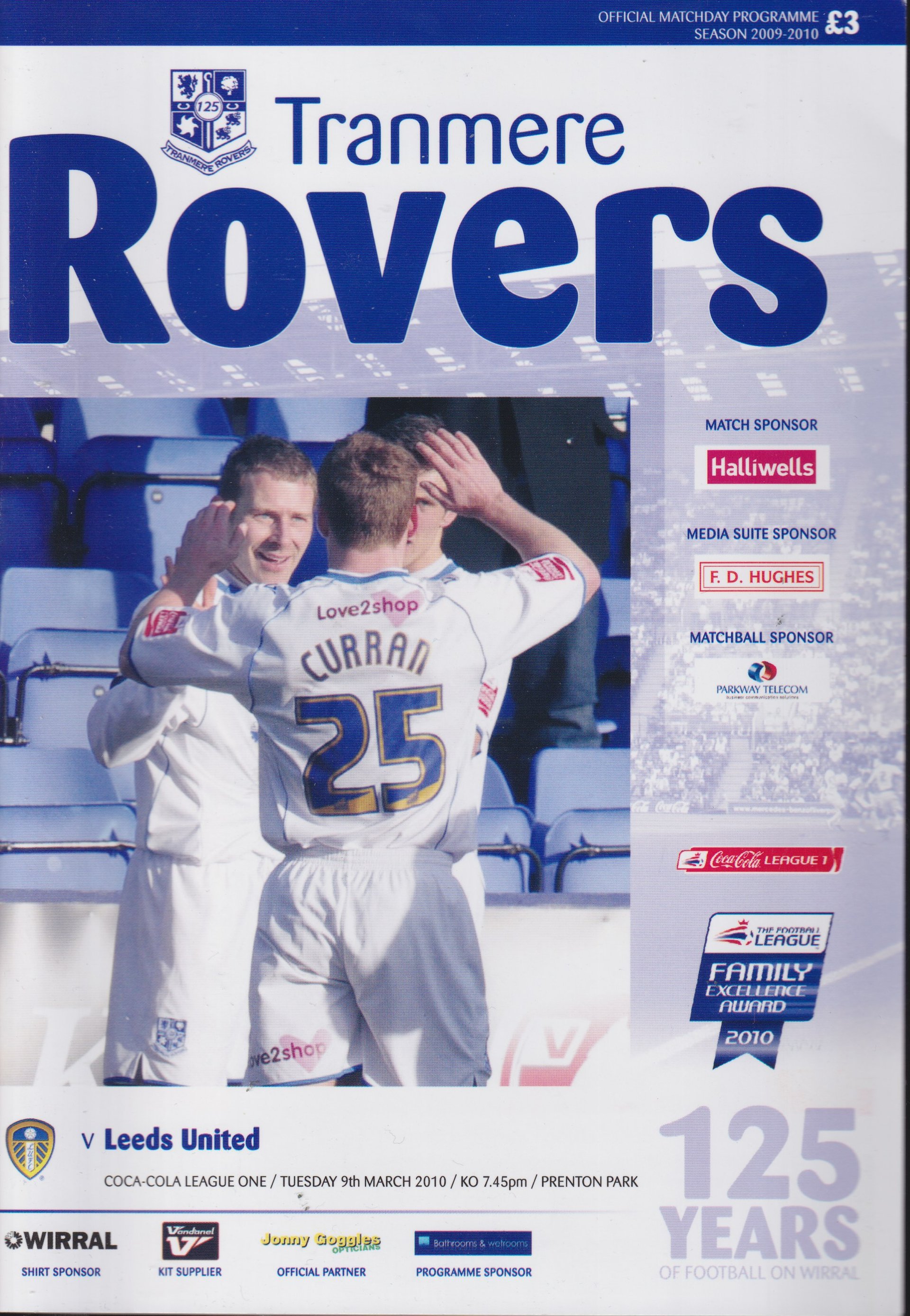 Tranmere Rovers v Leeds United match programme